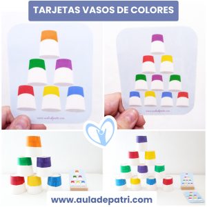 Tarjetas vasos de colores (R. Descargable)