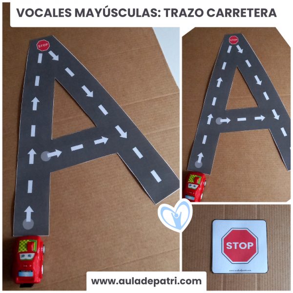 Vocales Mayúsculas: Trazo Carretera (R. Descargable)