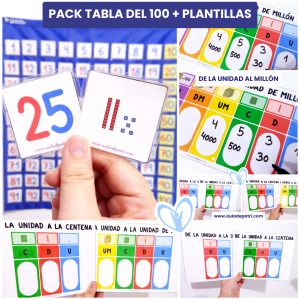 Pack tabla del 100 + Plantillas (R. Descargable)
